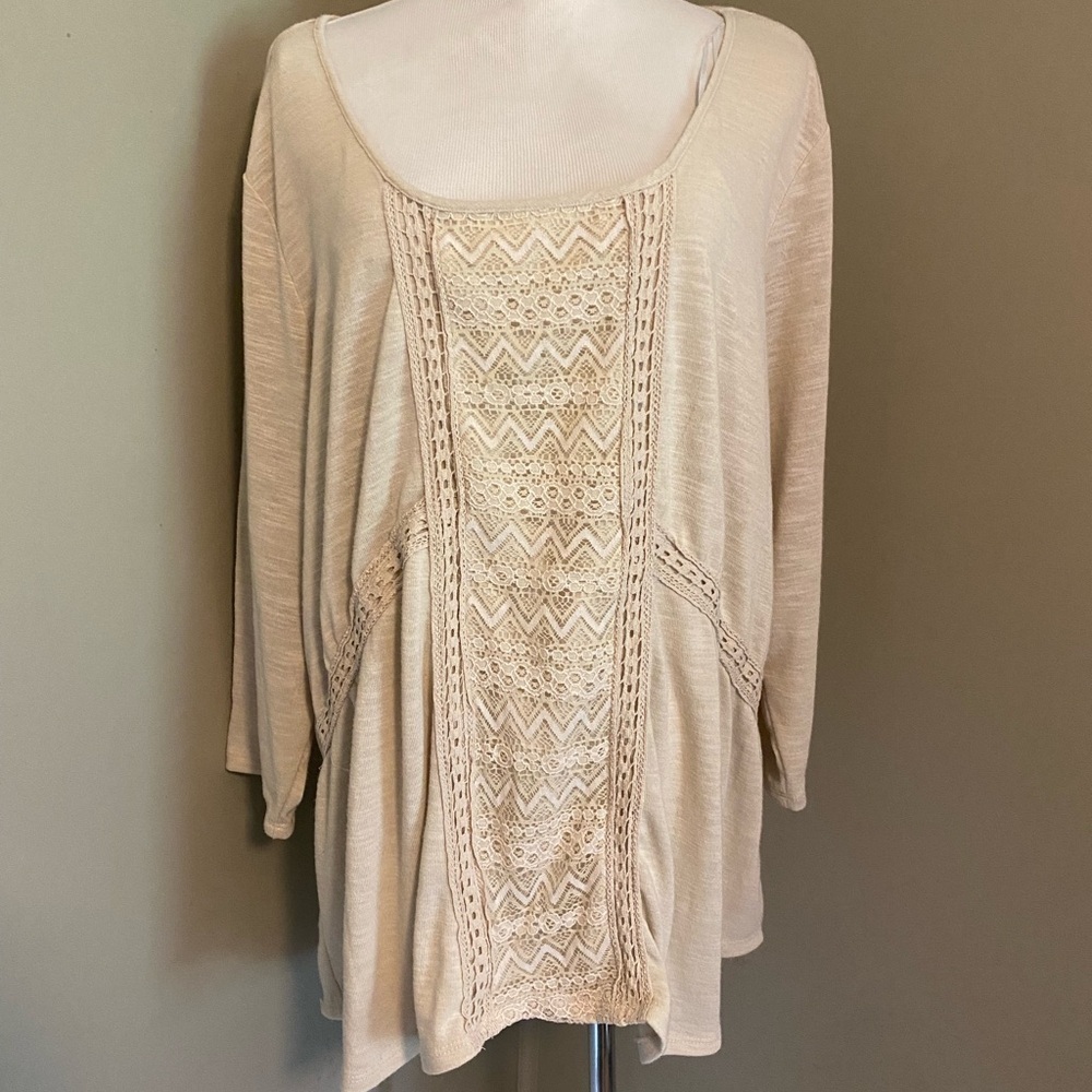 Kim Rogers Cream Knit Blouse Top